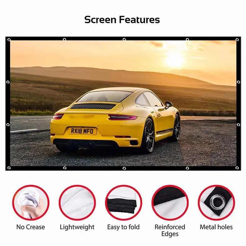100 4 3 Projector Film Curtain - 205x148cm Thin & Foldable