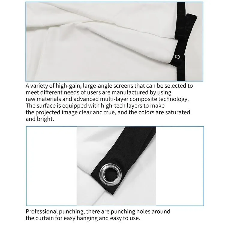 120 16 9 Projector Film Curtain - Thin Polyester Folding 265x150cm