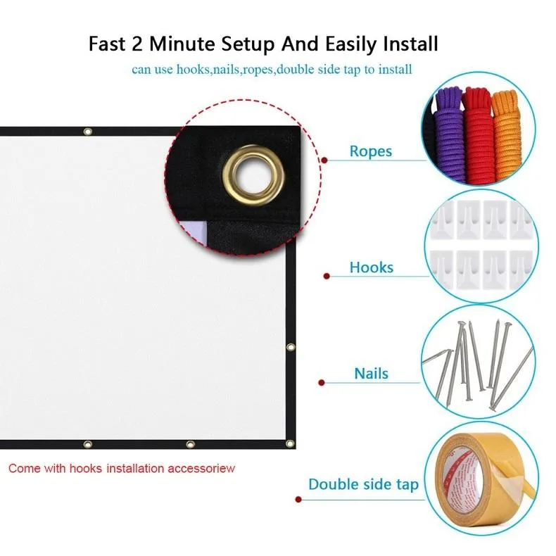 120 16 9 Projector Film Curtain - Thin Polyester Folding 265x150cm