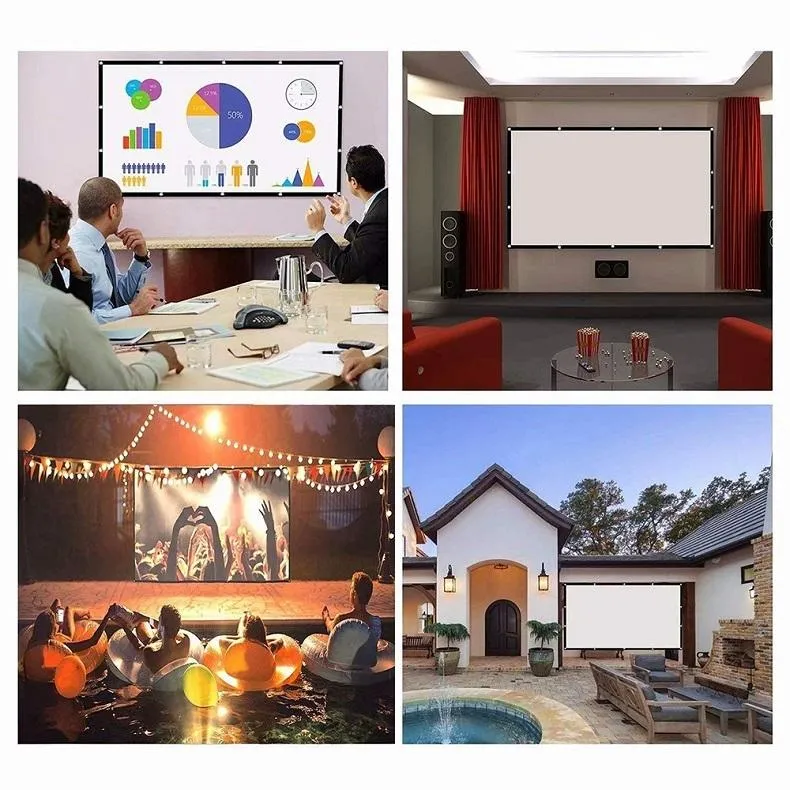 120 16 9 Projector Film Curtain - Thin Polyester Folding 265x150cm