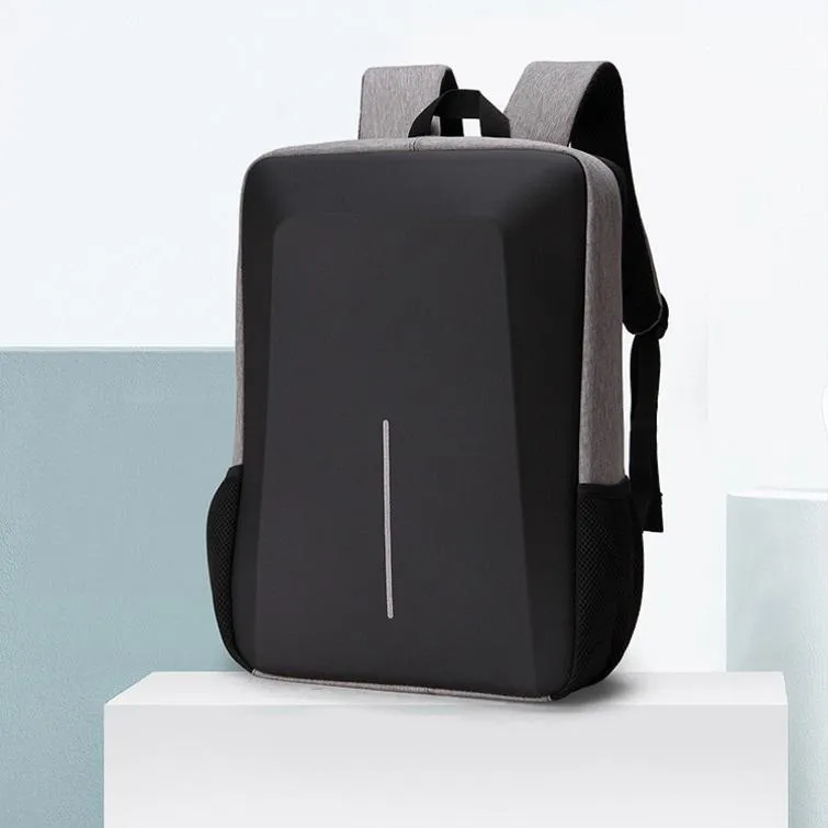 Anti-theft Hard Shell Backpack for Men with Alloy Frame - Blue