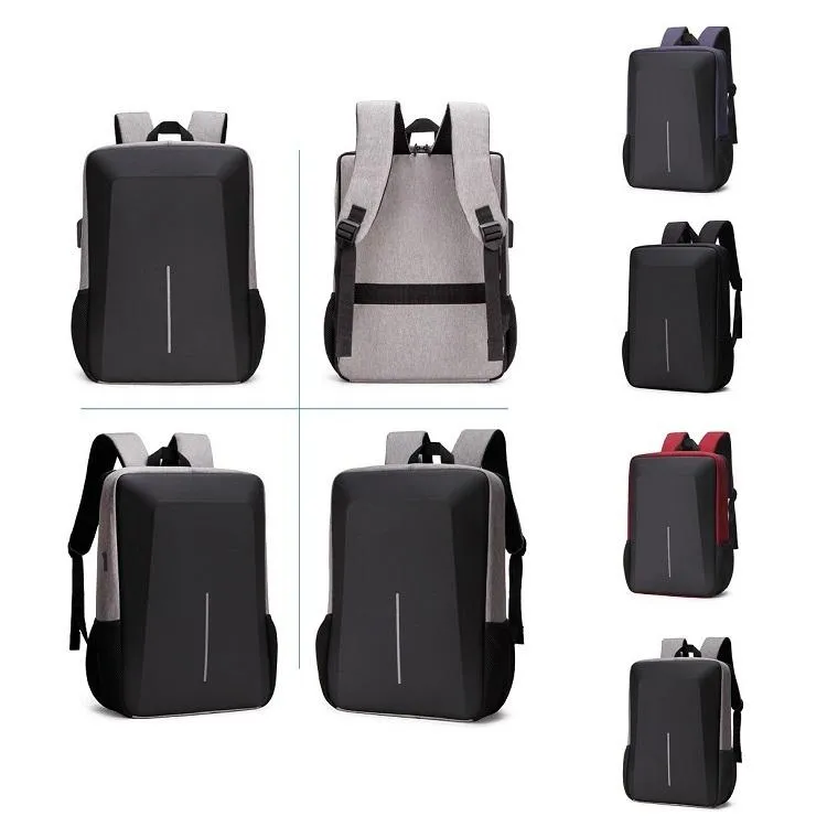 Anti-theft Hard Shell Backpack for Men with Alloy Frame - Blue