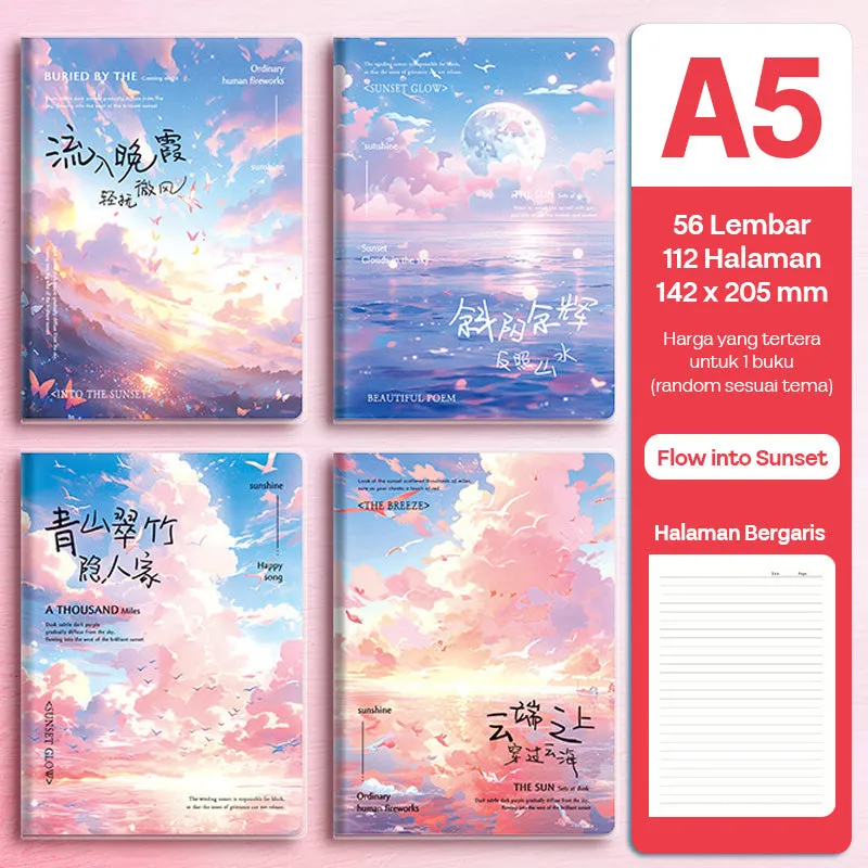 Buku Notebook A5 Sampul Eva Waterproof Tebal Halaman Bergaris SBRA556