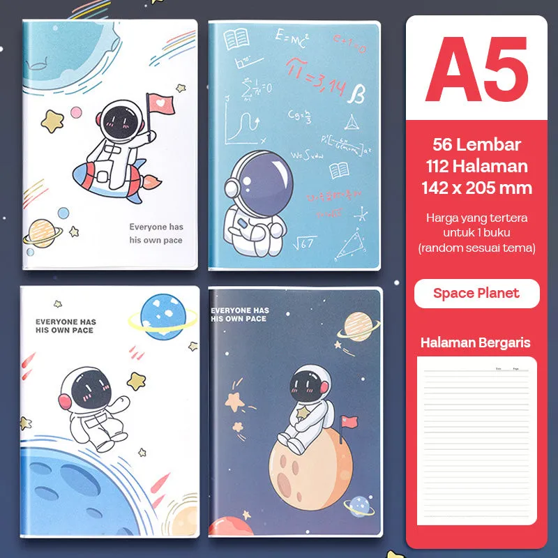 Buku Notebook A5 Sampul Eva Waterproof Tebal Halaman Bergaris SBRA556