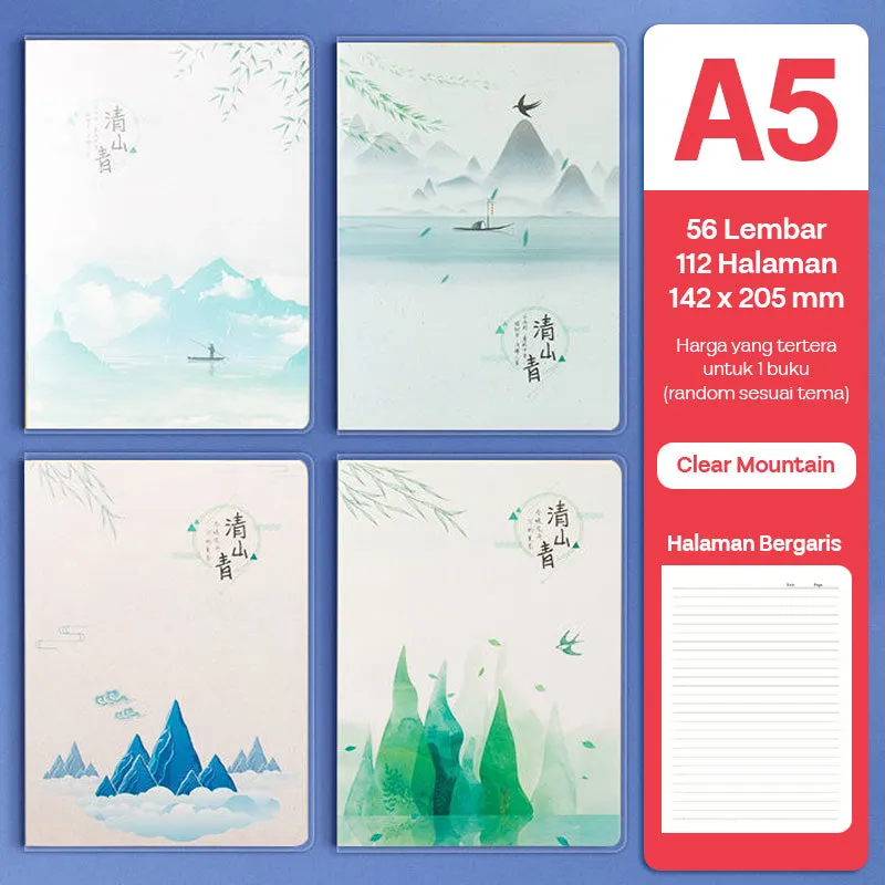 Buku Notebook A5 Sampul Eva Waterproof Tebal Halaman Bergaris SBRA556