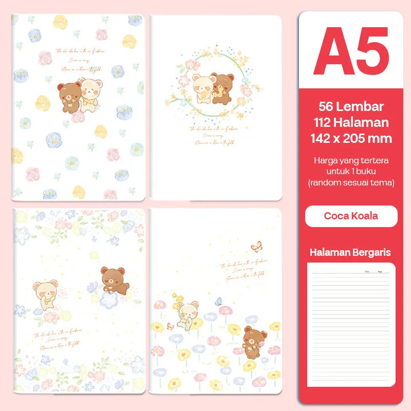 Buku Notebook A5 Sampul Eva Waterproof Tebal Halaman Bergaris SBRA556