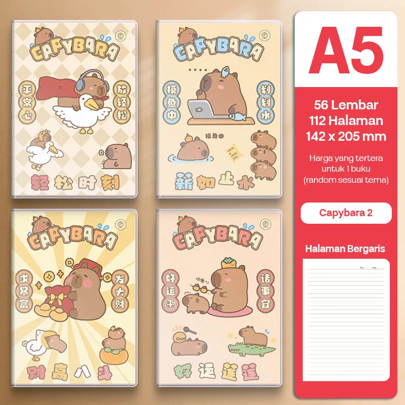 Buku Notebook A5 Sampul Eva Waterproof Tebal Halaman Bergaris SBRA556