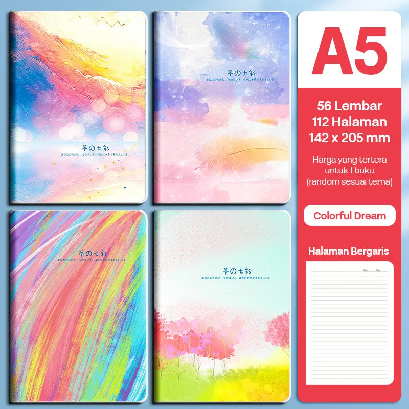 Buku Notebook A5 Sampul Eva Waterproof Tebal Halaman Bergaris SBRA556