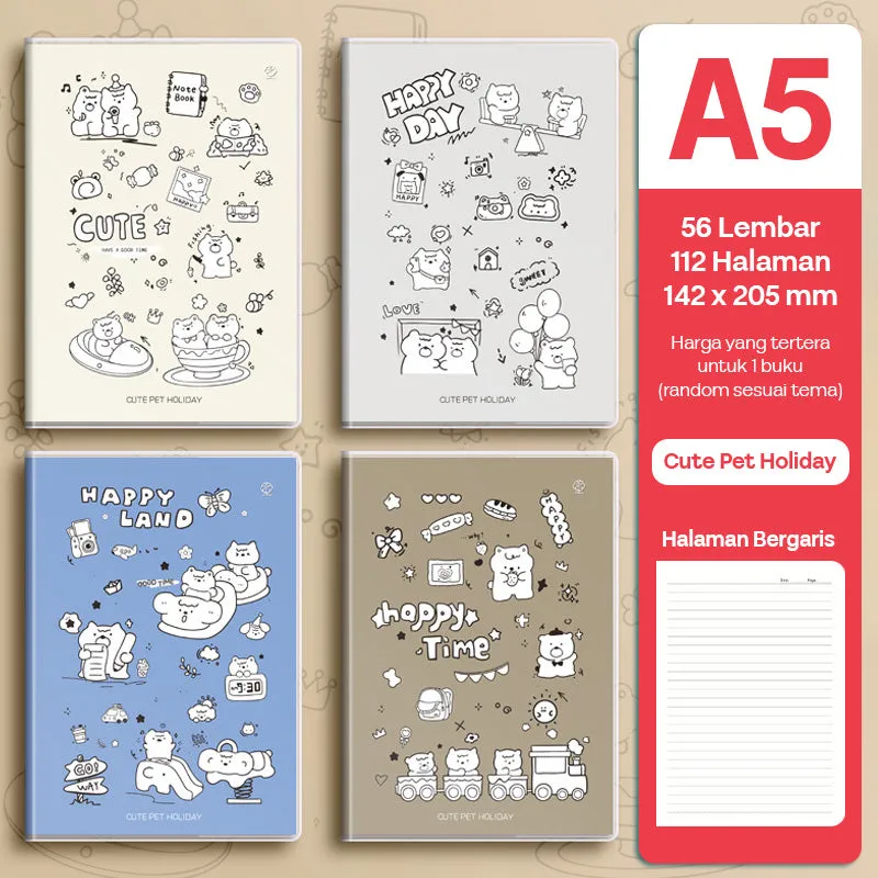Buku Notebook A5 Sampul Eva Waterproof Tebal Halaman Bergaris SBRA556