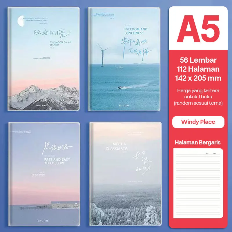 Buku Notebook A5 Sampul Eva Waterproof Tebal Halaman Bergaris SBRA556