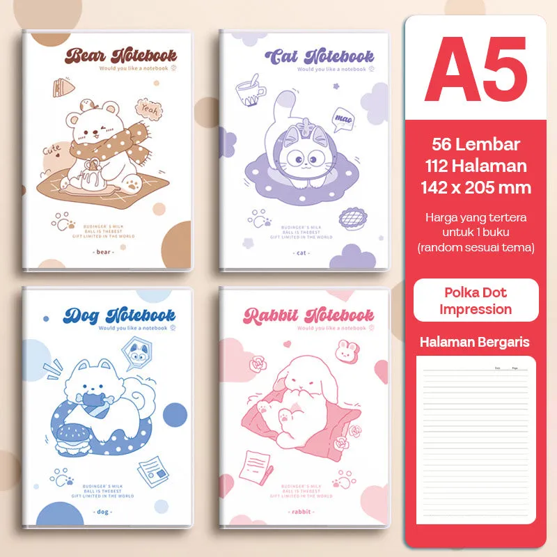 Buku Notebook A5 Sampul Eva Waterproof Tebal Halaman Bergaris SBRA556