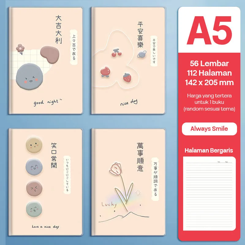 Buku Notebook A5 Sampul Eva Waterproof Tebal Halaman Bergaris SBRA556