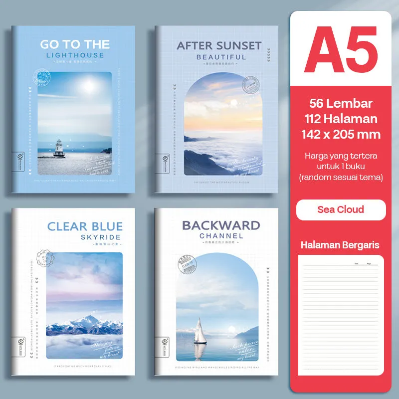 Buku Notebook A5 Sampul Eva Waterproof Tebal Halaman Bergaris SBRA556