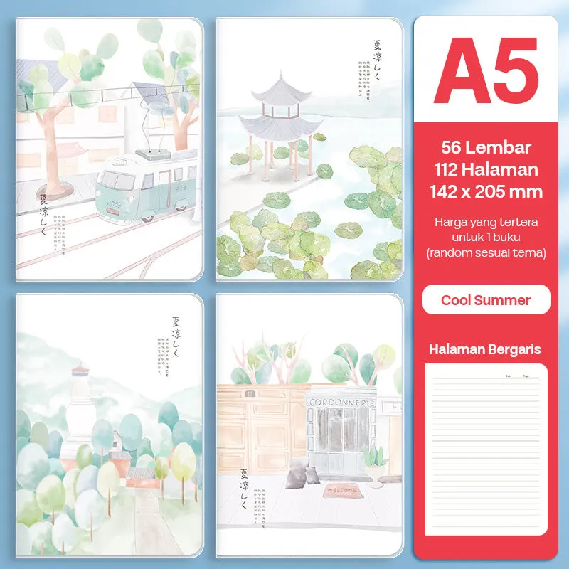 Buku Notebook A5 Sampul Eva Waterproof Tebal Halaman Bergaris SBRA556