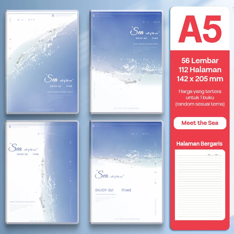 Buku Notebook A5 Sampul Eva Waterproof Tebal Halaman Bergaris SBRA556