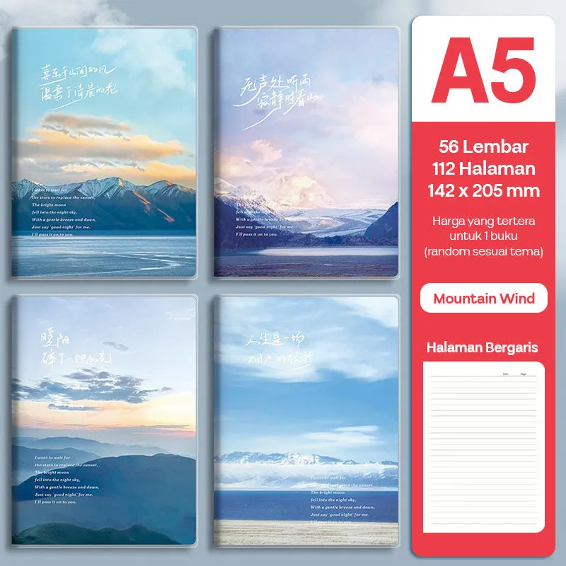 Buku Notebook A5 Sampul Eva Waterproof Tebal Halaman Bergaris SBRA556