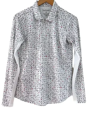 Light Summer Martini Print Long Sleeve Performance Polo