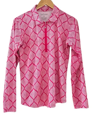 Light Summer Pink Print Long Sleeve Performance Polo